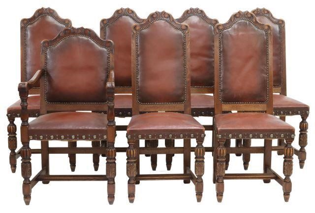 Appraisal: lot of French oak highback dining chairs early th c