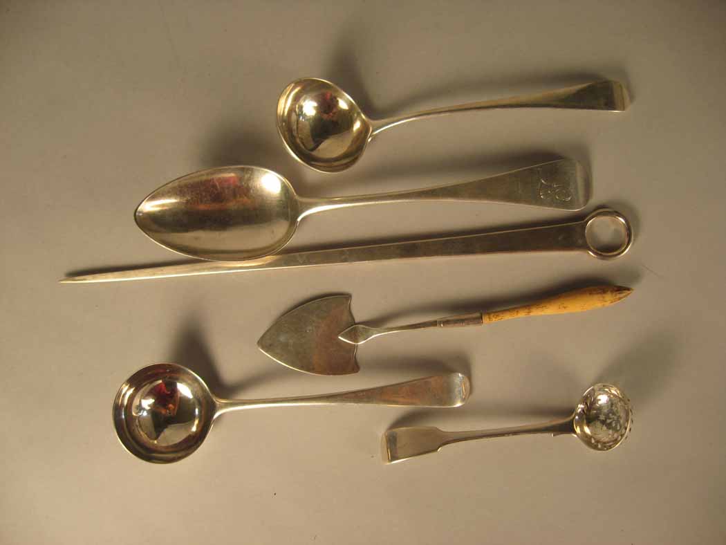 Appraisal: Group of six Georgian sterling silver serving pieces various makers