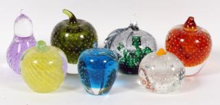 Appraisal: ART-GLASS FRUIT-FORM PAPERWEIGHTS ITEMS H TO DIA TO Comprised of