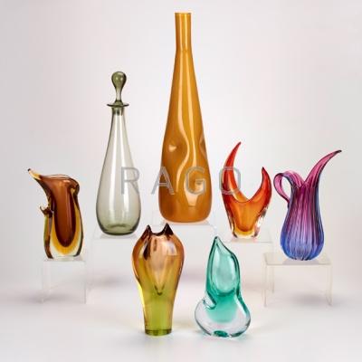 Appraisal: ROSSINI MURANO ETC Six vases in various colors shapes and