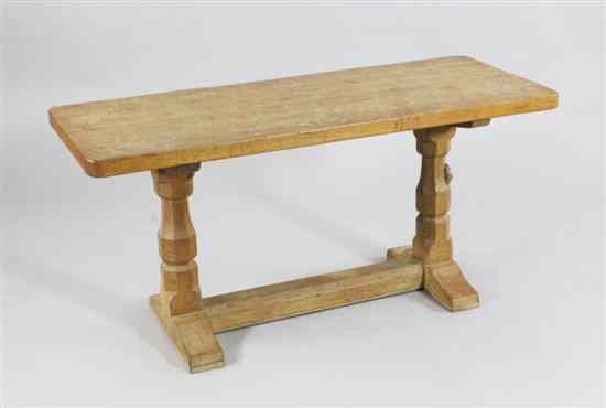 Appraisal: A Robert 'Mouseman' Thompson oak coffee table on octagonal legs