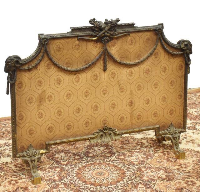 Appraisal: French Louis XVI style bronze dore firescreen th c crest