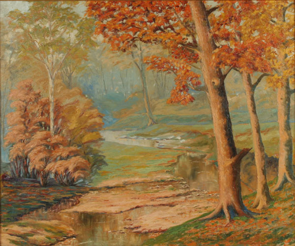 Appraisal: Paul Raymond Schick American b fall landscape with winding brook