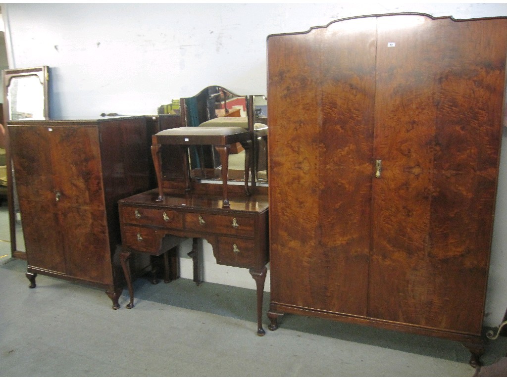 Appraisal: Four piece mahogany bedroom suite with double bedends and irons