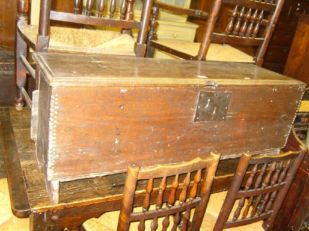 Appraisal: A th century oak coffer ark with panelled and pegged