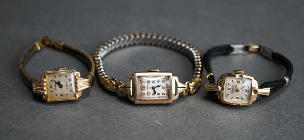 Appraisal: Three -Karat Yellow-Gold Case Ladies Wristwatches