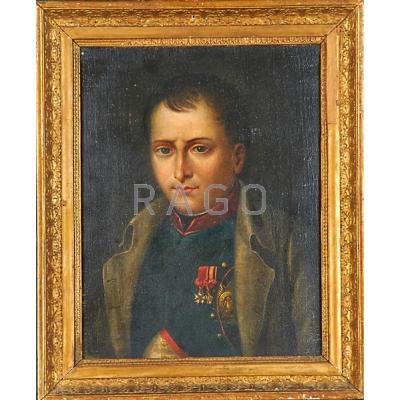 Appraisal: PORTRAIT OF NAPOLEON BONAPARTE Oil on canvas of Napoleon as