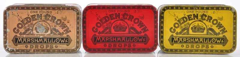 Appraisal: Lot of Golden Crown Marshmallow Tins Description Pre- lot includes