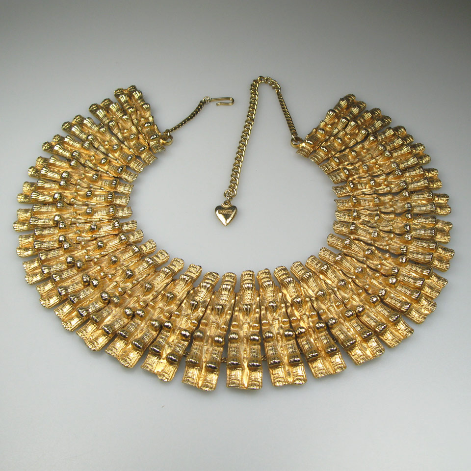 Appraisal: Frederick Mosell Gold Tone Metal Collar Necklace American signed length