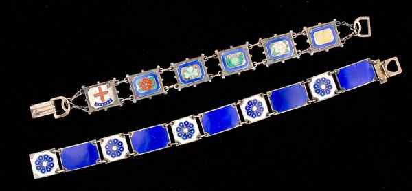 Appraisal: David Andersen Unsigned Sterling Enamel Bracelet Collection A duo of