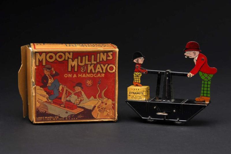 Appraisal: Tin Marx Moon Mullins Kayo Handcar Toy Description American Working