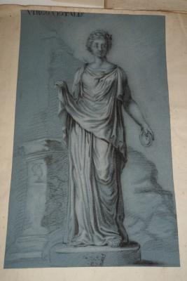 Appraisal: After Van Dalen Virgo Vestalis inscribed charcoal on blue paper