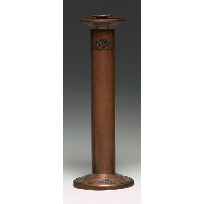 Appraisal: Heintz candlestick sterling on bronze applied organic design original patina