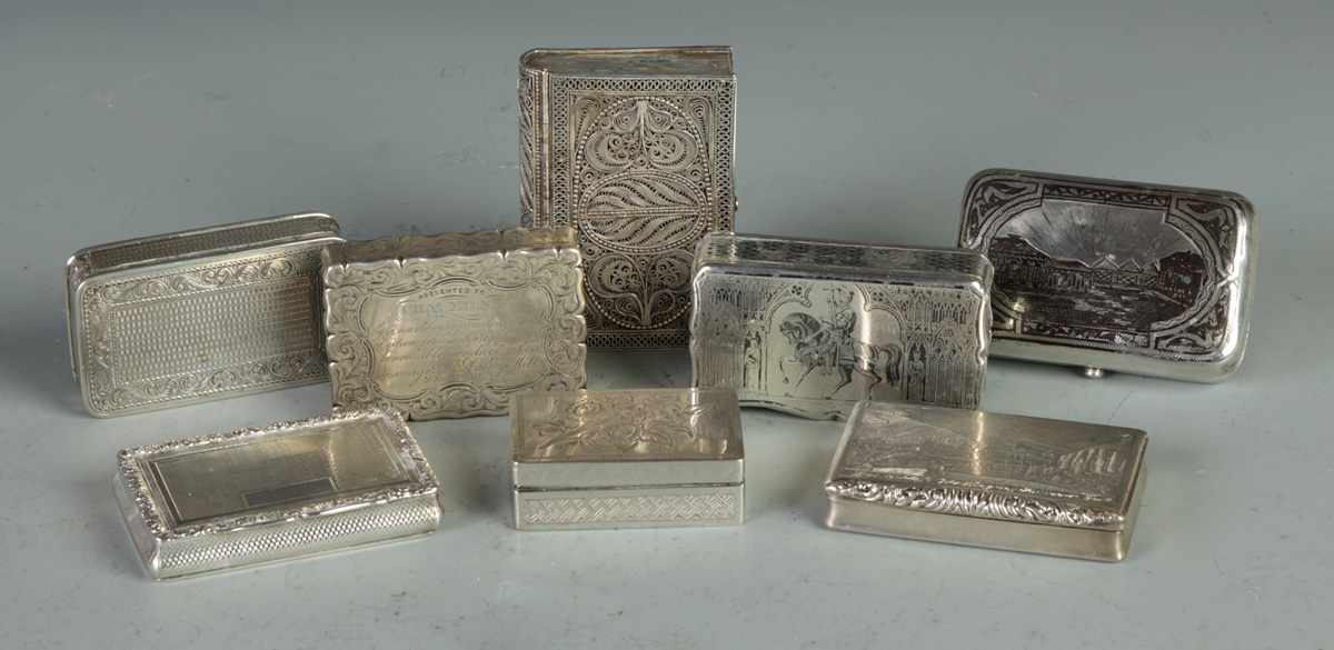 Appraisal: Group of Silver Covered Boxes Group of Silver Covered Boxes