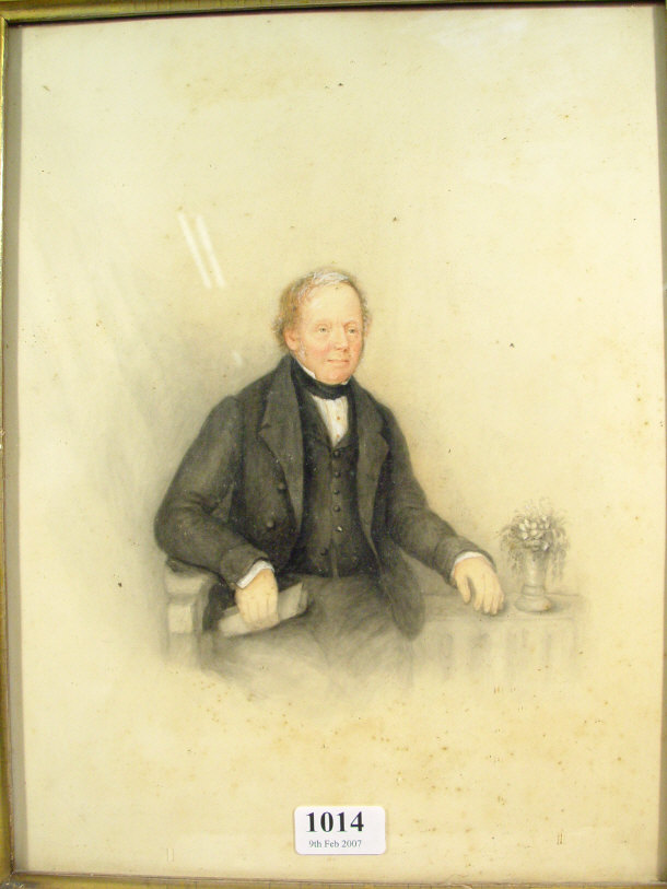 Appraisal: Victorian pencil and watercolour portrait of a gentleman in a