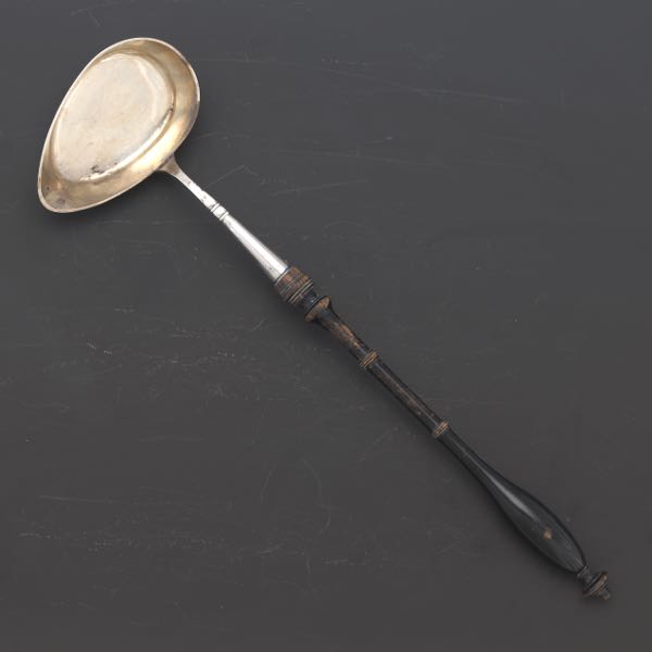 Appraisal: SWEDISH SILVER TODDY LADLE WITH WOODEN HANDLE Silver ladle with