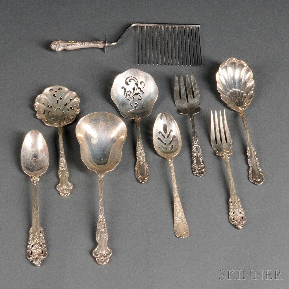 Appraisal: Nine Pieces of American Sterling Silver Flatware three R Blackinton