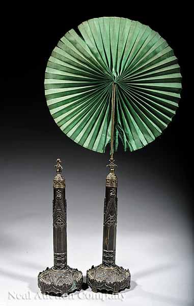 Appraisal: A Fine Pair of English Gothic Revival Patinated Brass Telescoping