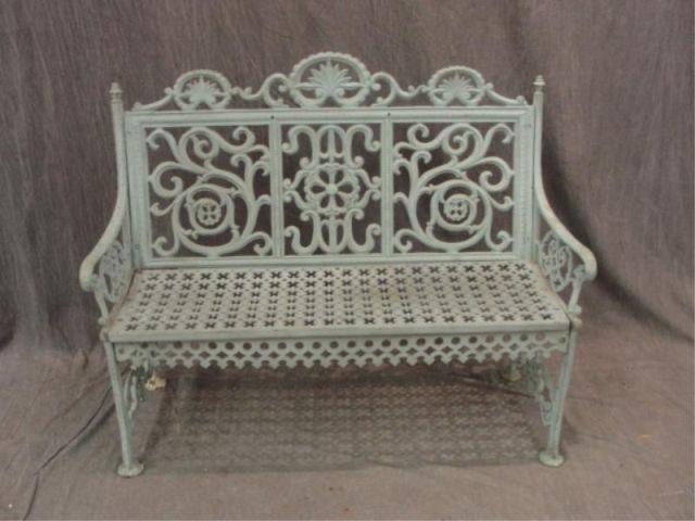 Appraisal: Victorian Iron Bench Signed on Back McLean NY From a