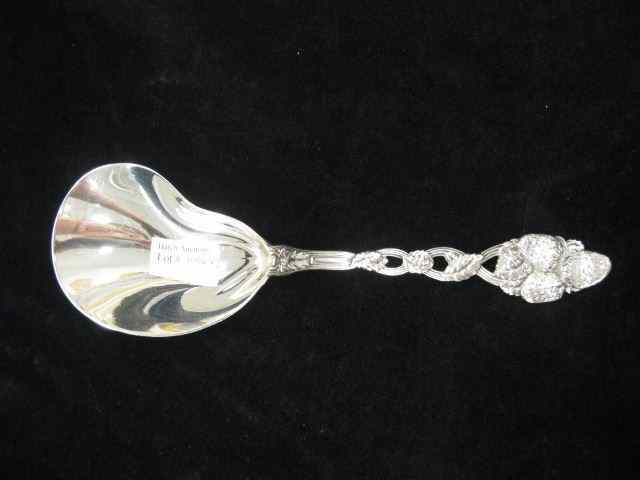 Appraisal: Tiffany Sterling ''Strawberry'' Berry Spoon oyster shape bowl figural handle