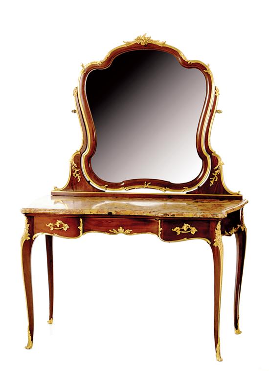 Appraisal: Louis XV style mahogany dressing table with gilt-bronze mounts F