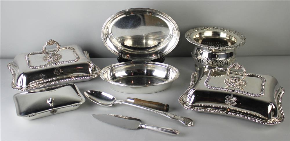 Appraisal: GROUP OF SILVERPLATE AND OTHER ITEMS TO INCLUDE TWO ARMORIAL