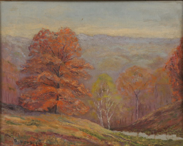 Appraisal: D Hoadley American th century Indiana fall landscapes probably Brown