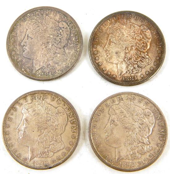 Appraisal: COINS Four Morgan dollars -S Morgan silver dollar choice to