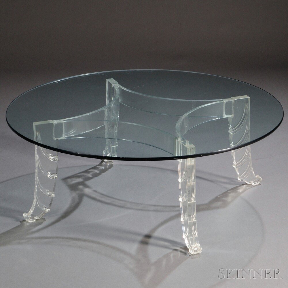 Appraisal: Grosfeld House Coffee Table Glass and resin United States Circular