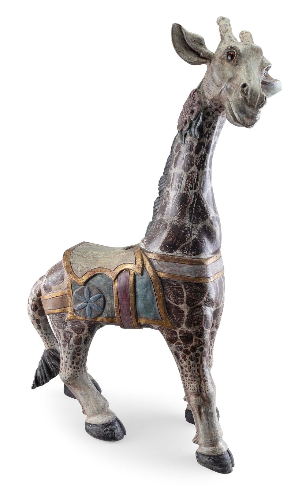 Appraisal: CAROUSEL-STYLE GIRAFFE FIGURE Contemporary Glass eyes Height