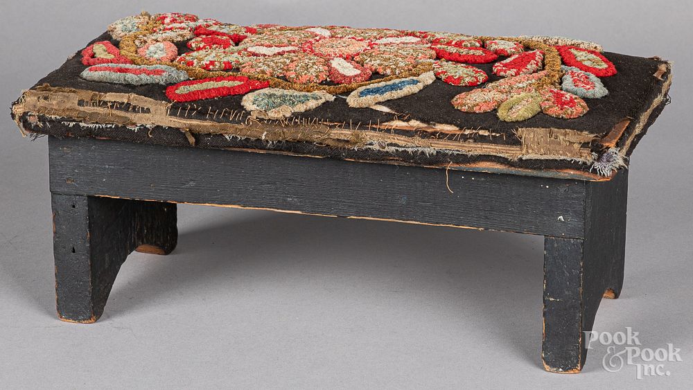 Appraisal: Painted pine footstool th c Painted pine footstool th c