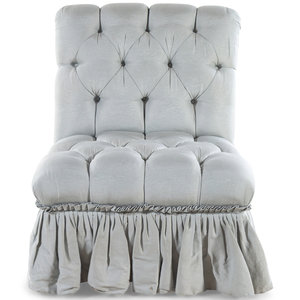 Appraisal: A Button Tufted Slipper Chair th Century Height x width