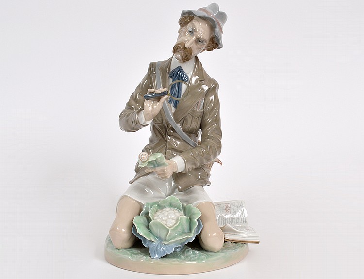 Appraisal: LLADRO PORCELAIN FIGURE OF AN INSECT COLLECTORMarked The elderly gentleman