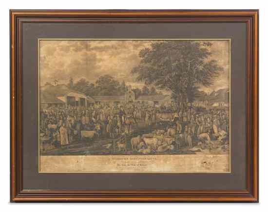 Appraisal: An English Aquatint after George Garrard Wobourn Sheep Shearing matted