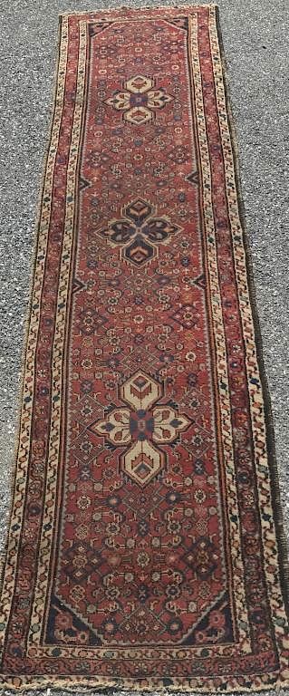 Appraisal: Oriental Hall Runner Oriental hall runner overall red field three