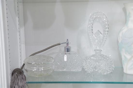 Appraisal: THREE PIECES OF CZECHOSLOVAKIAN GLASS - POWDER BOX AND PERFUME