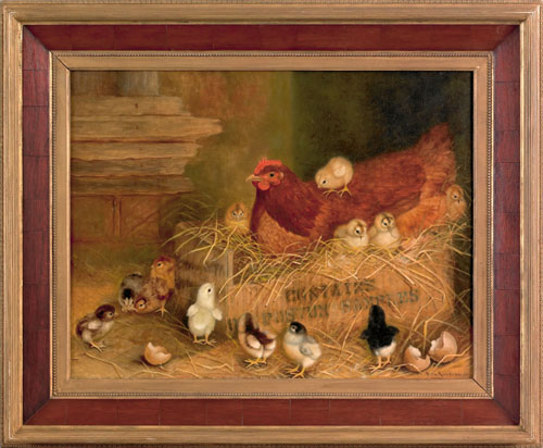 Appraisal: Ben Austrian American - oil on canvas of a hen