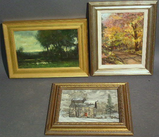 Appraisal: Three paintings-oil on board by Henry Boutron x oil on