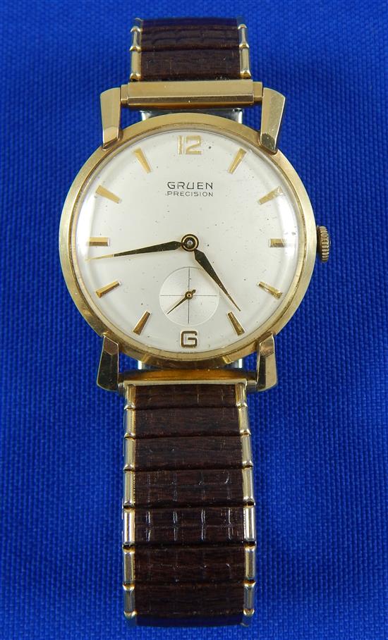 Appraisal: JEWELRY Vintage man's K Gruen Precision wristwatch stemwind and set