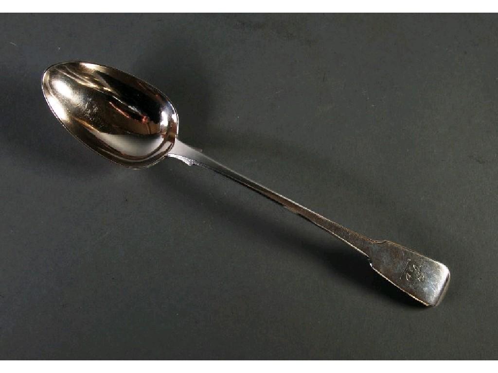 Appraisal: GEORGE IV FIDDLE PATTERN SILVER GRAVY SPOON crested cm long