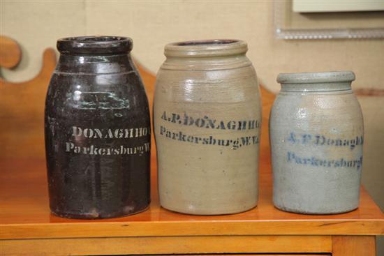 Appraisal: THREE WEST VIRGINIA STONEWARE JARS All marked for A P