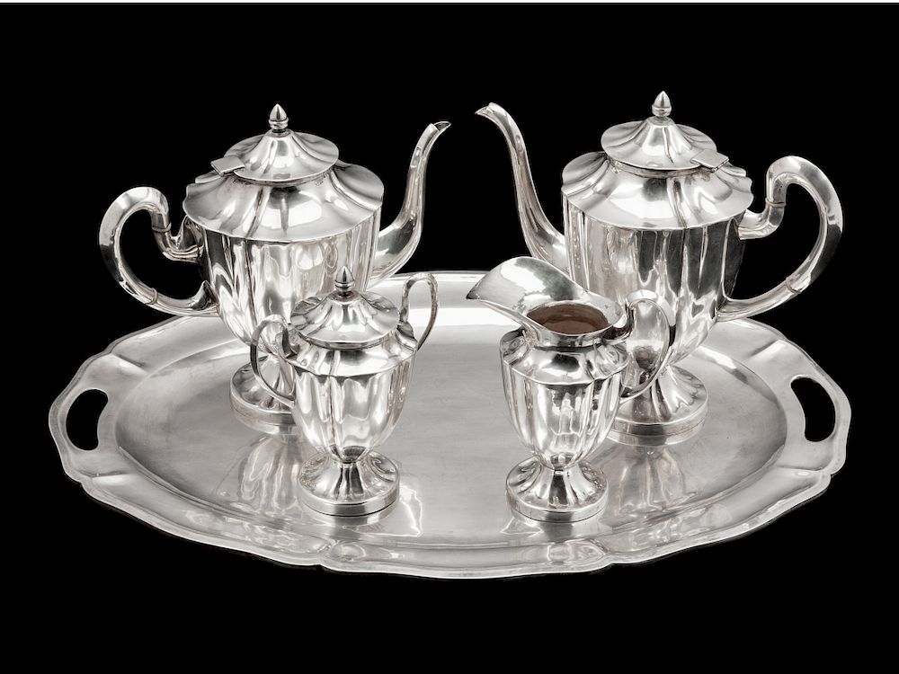 Appraisal: A Mexican Silver Five-Piece Tea and Coffee Service A Mexican