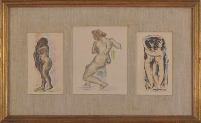 Appraisal: MAX WEBER - NUDES Three hand-colored lithographs signed in pencil