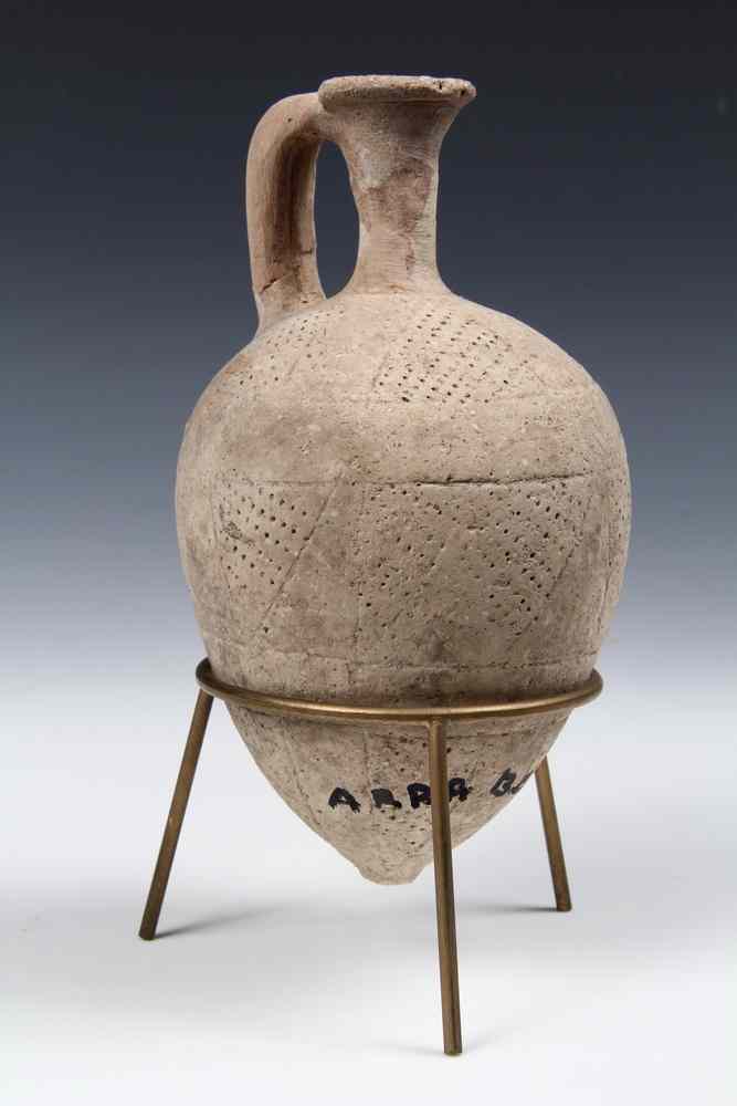 Appraisal: ANCIENT POTTERY - Small Amphora with stipple decoration found in