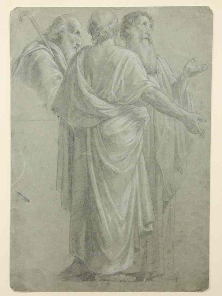 Appraisal: GRAPHITE WITH CHALK HIGHLIGHTS - Study of Three Apostles by