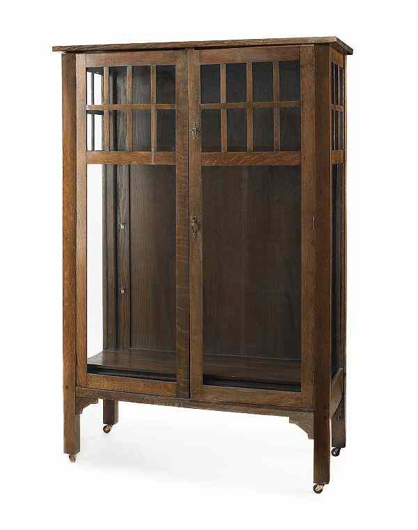 Appraisal: Mission oak bookcase early th c h w