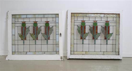 Appraisal: A Pair of Two Stained Glass Windows Height x width