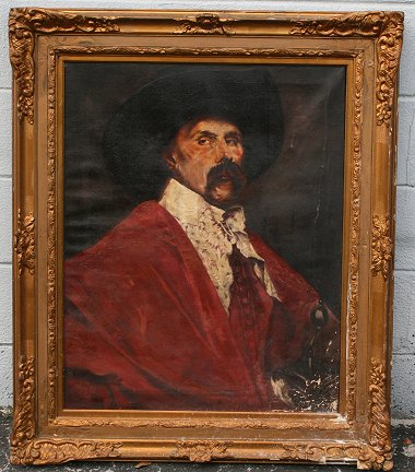 Appraisal: LARGE OIL CANVAS OF CAVALIER IN THE STYLE OF ANDREIS