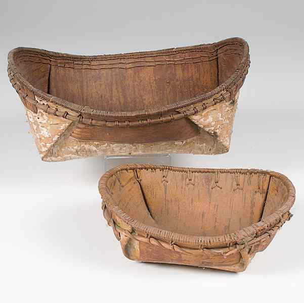 Appraisal: Athapaskan Birchbark Baskets lot of length in x width in