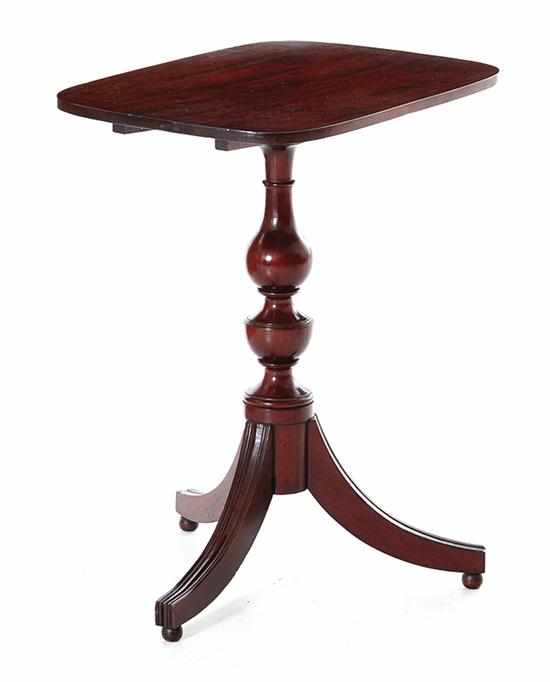 Appraisal: Late Federal mahogany tilt-top candlestand Baltimore early th century rectangular